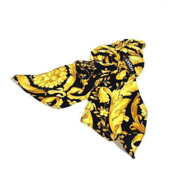 VERSACE Greca Logo Hair Tie Accessory Bicolor Scrunchie Silk Women\'s Yellow main image 8